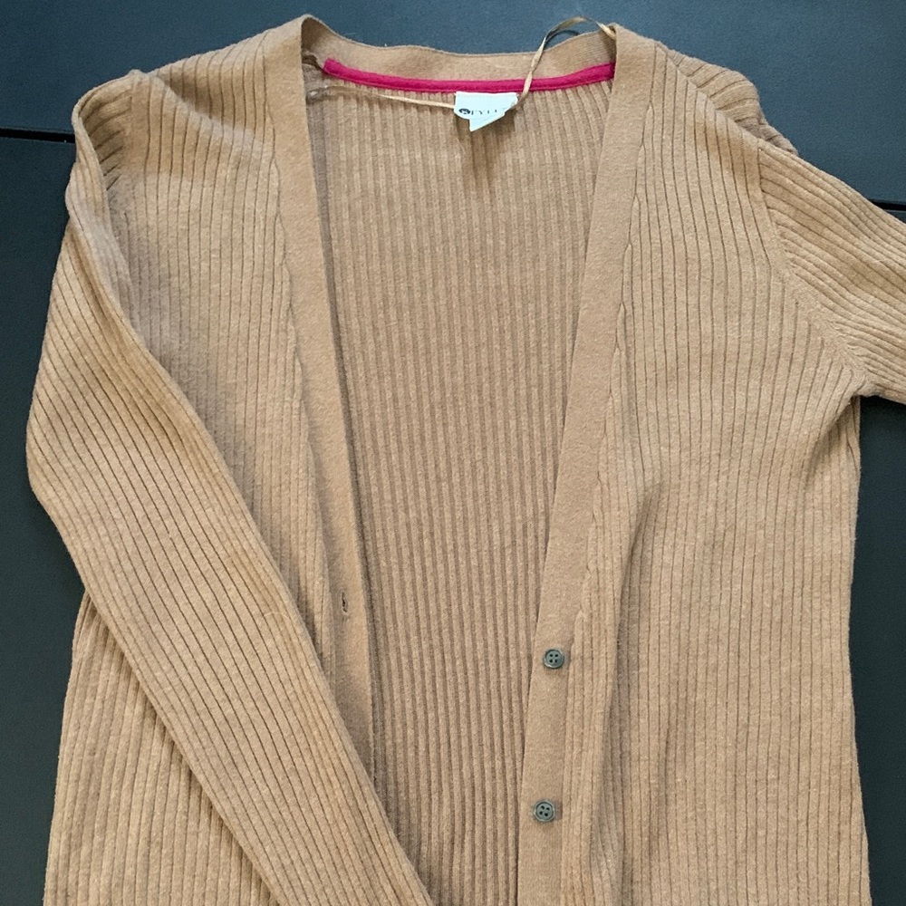 LAST CALL: Tan Ribbed Cardigan Sweater